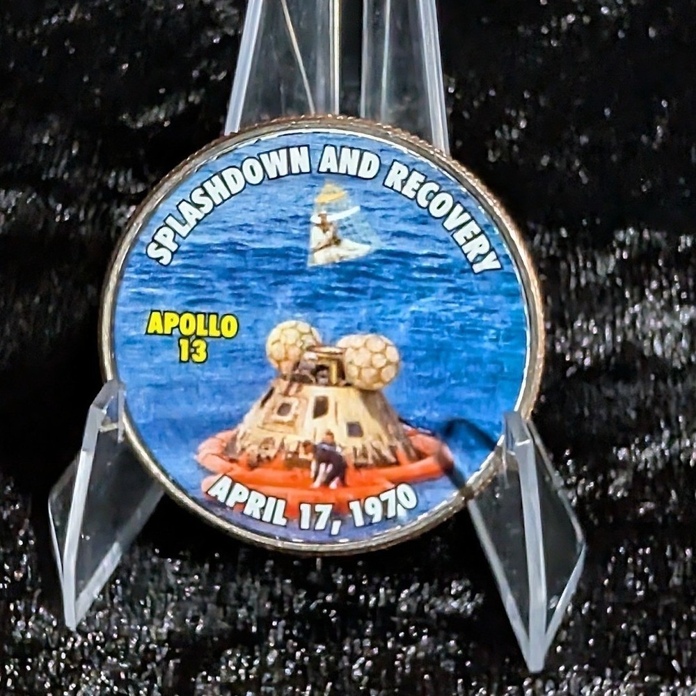 Apollo 13 Splashdown Colorized Kennedy Half Dollar Space Series Novelty Coin